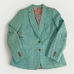 Banana Republic Women Turquoise Quilted Blazer SZ 6 R